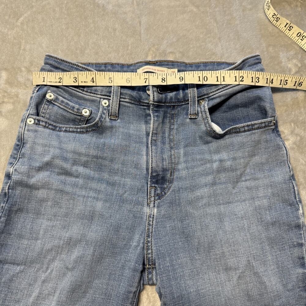 Levi's 721 Jeans Womens 28 x 28 Denim Blue High Rise Skinny Distressed Stretchy - Picture 7 of 13